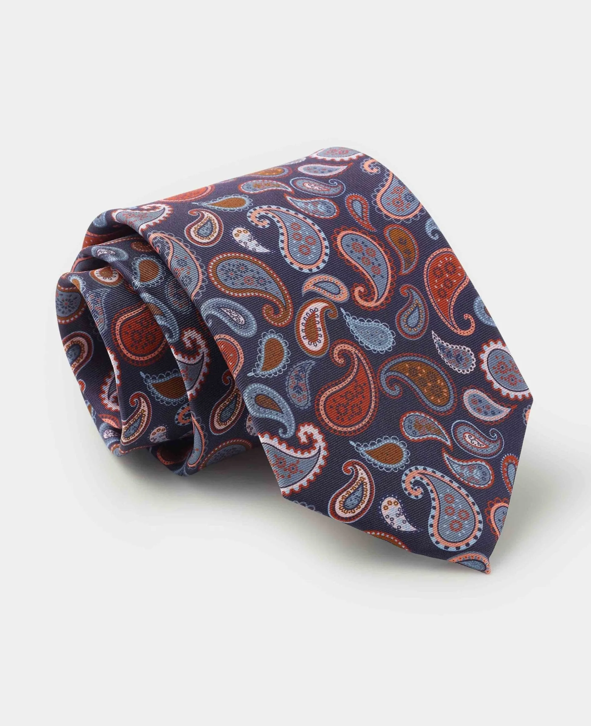 Navy Multi Paisley Silk Tie