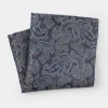 Navy Paisley Silk Pocket Square