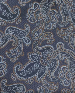 Navy Paisley Silk Pocket Square
