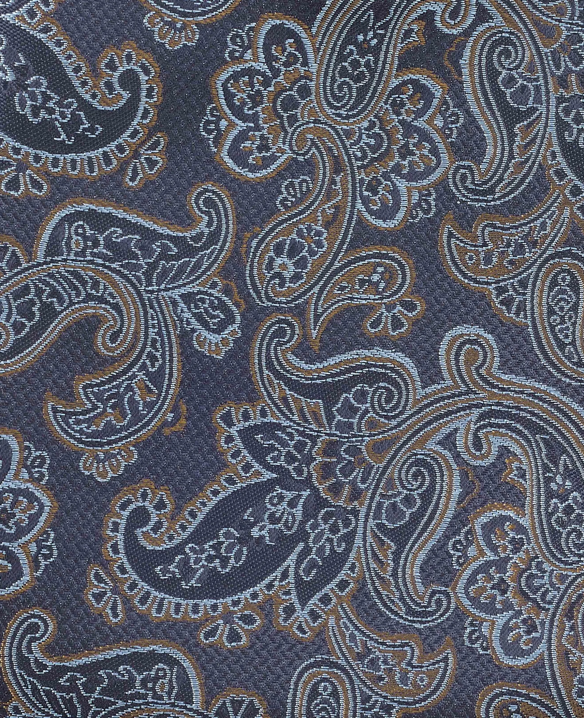 Navy Paisley Silk Pocket Square