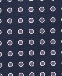Navy Purple Polka Dot Seven Fold Silk Tie