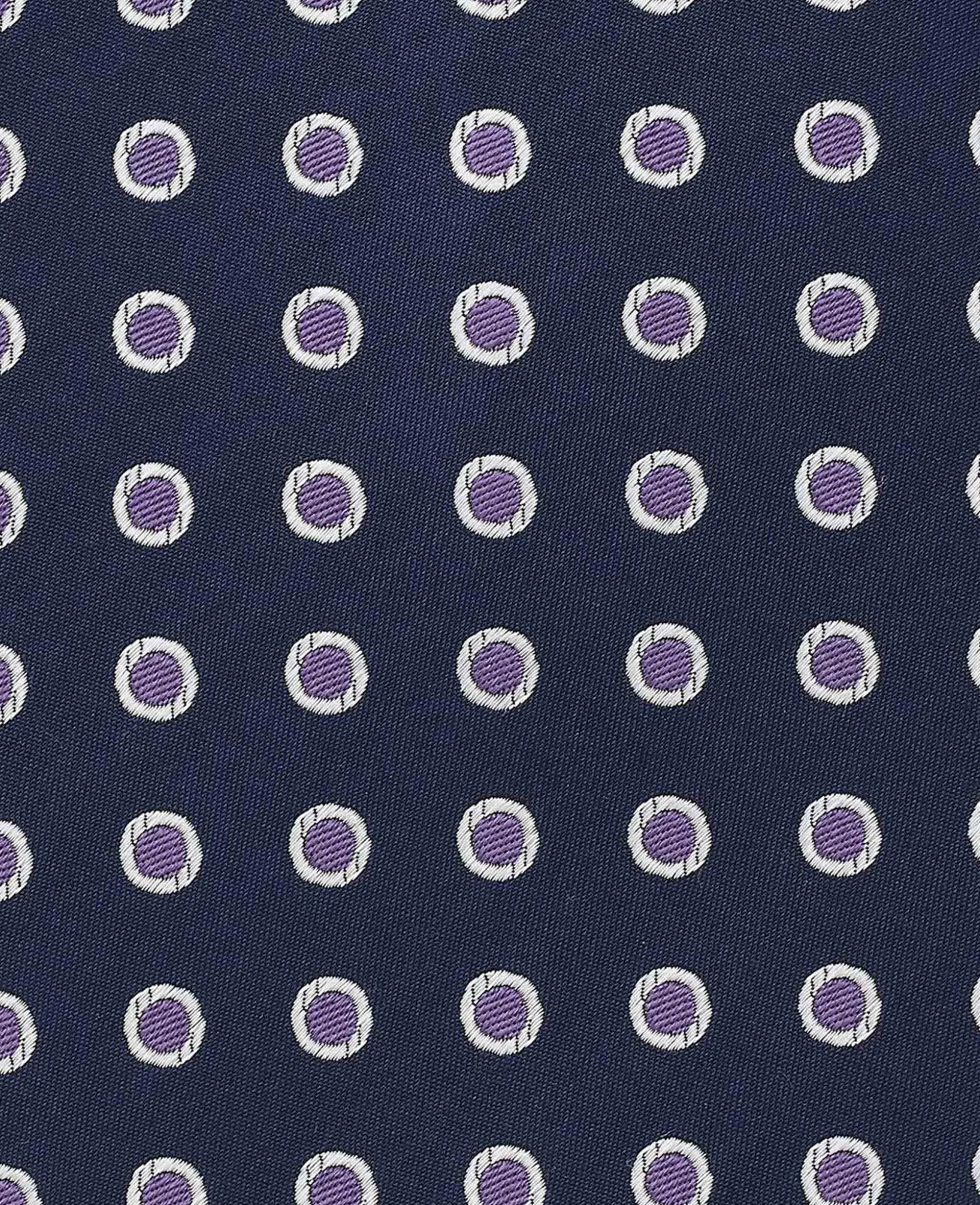 Navy Purple Polka Dot Seven Fold Silk Tie