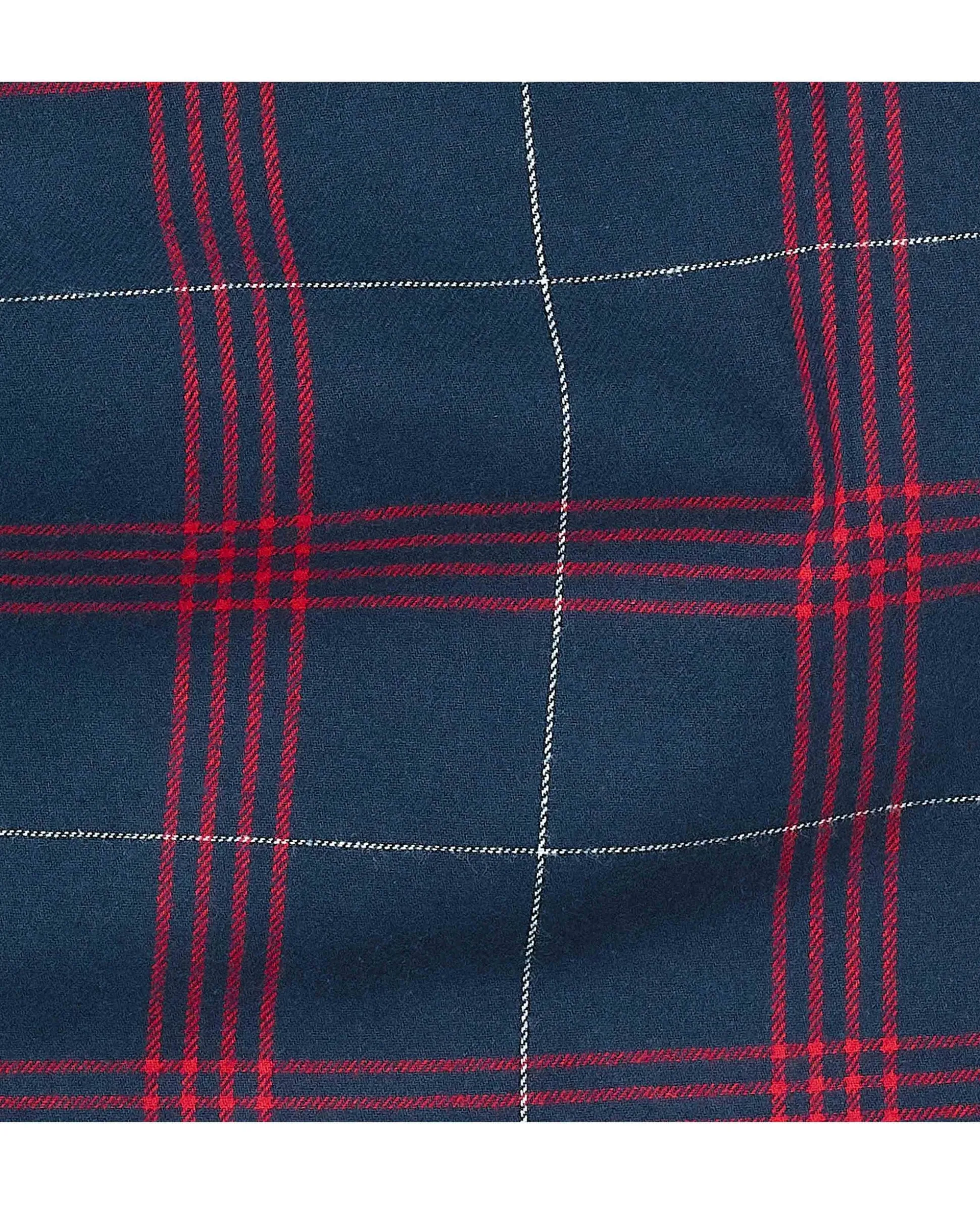 Navy Red Brushed Cotton Twill Window Check Lounge Pants