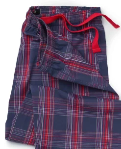 Navy Red Cotton Window Check Lounge Pants