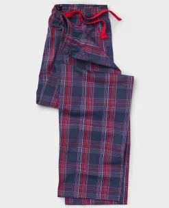 Navy Red Cotton Window Check Lounge Pants