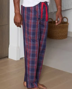Navy Red Cotton Window Check Lounge Pants