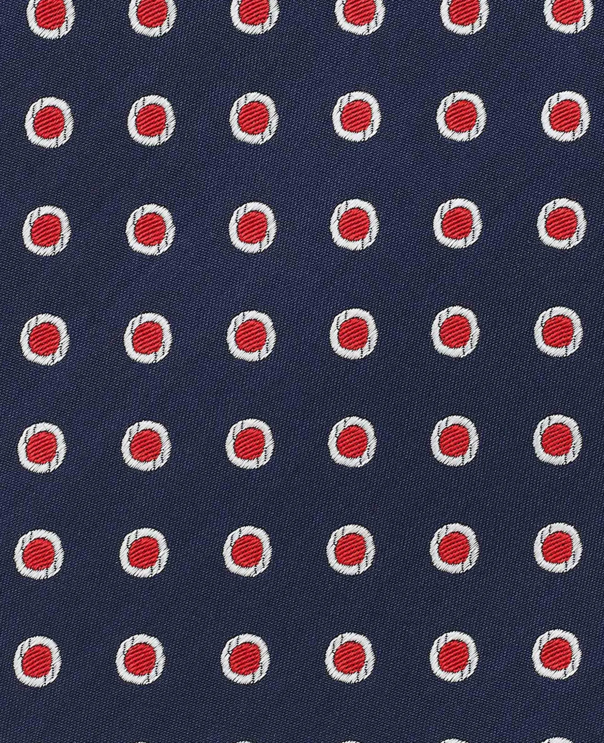 Navy Red Polka Dot Seven Fold Silk Tie