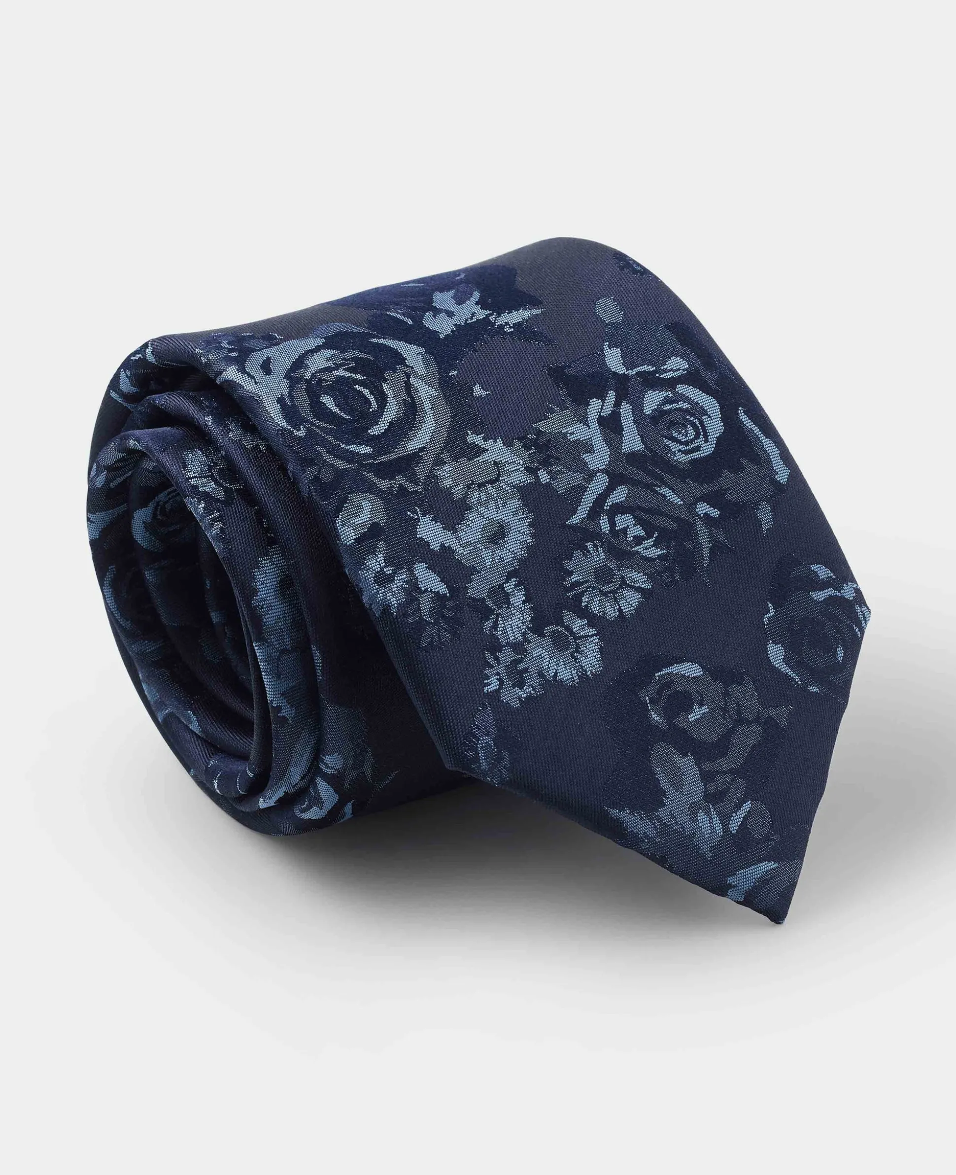 Navy Rose Silk Tie