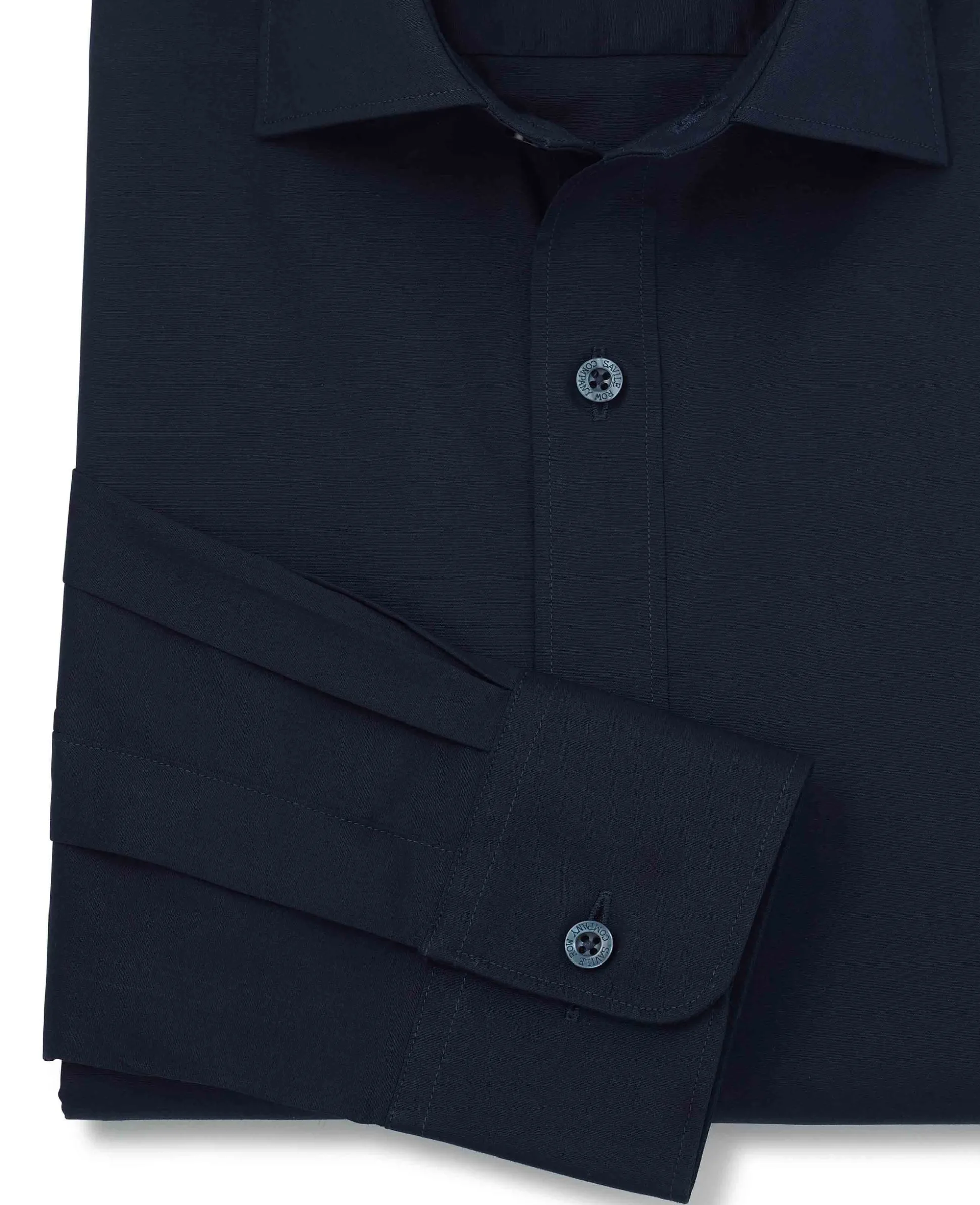 Navy Slim Fit Stretch Formal Shirt - Single Cuff