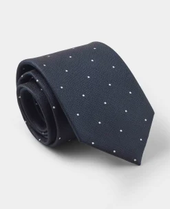 Navy Spot Silk Tie