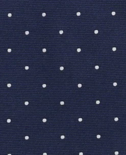 Navy Spotted Seven Fold Silk Tie