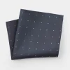 Navy Spotted Silk Pocket Square
