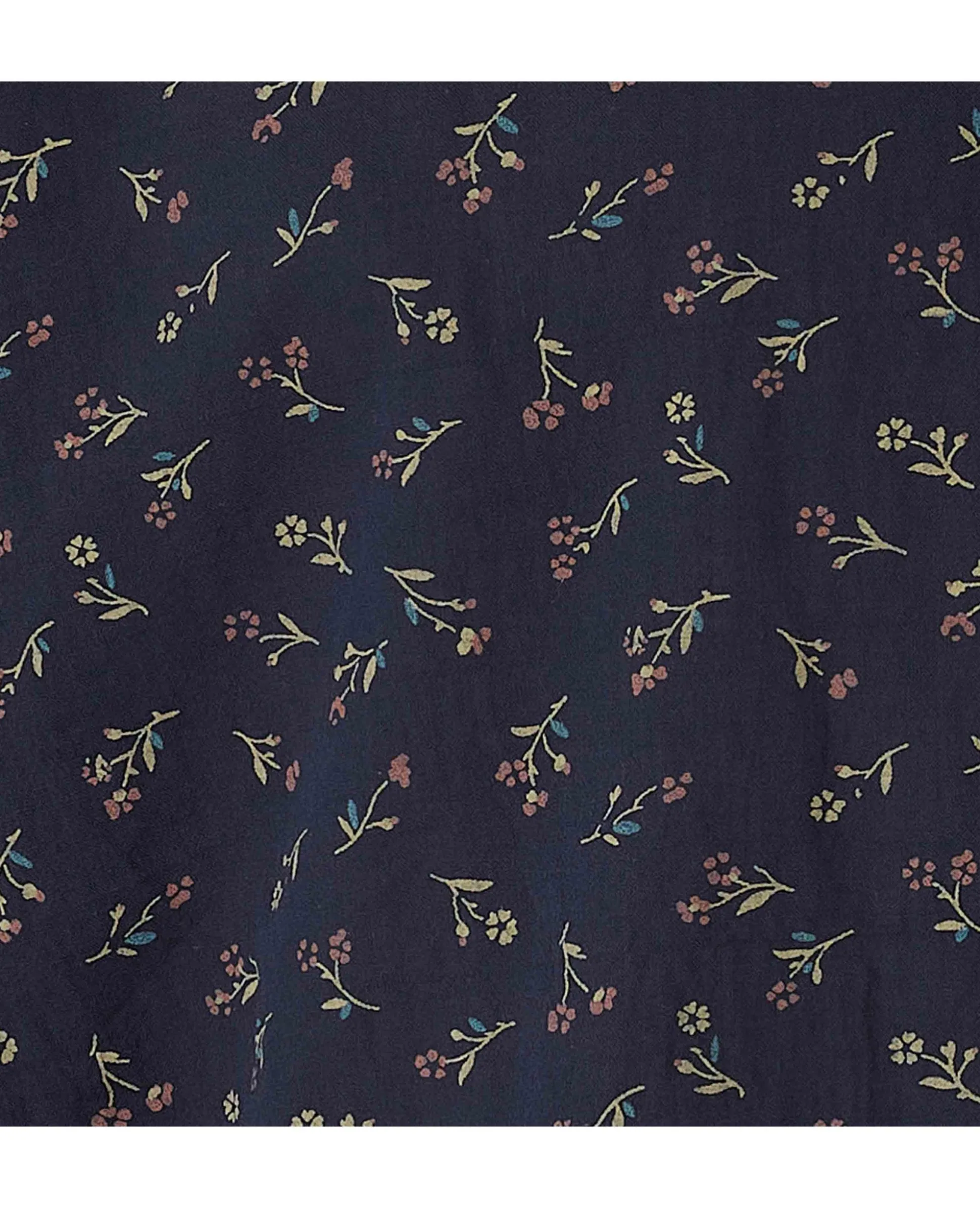 Navy Stretch Cotton Classic Fit Floral Casual Shirt