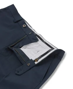 Navy Stretch Cotton Classic Fit Flat Front Chinos