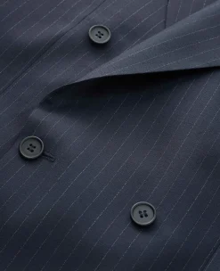 Navy Stripe Double-Breasted Suit Jacket