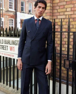 Navy Stripe Double-Breasted Suit