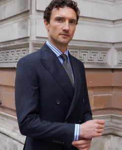Navy Stripe Double-Breasted Suit
