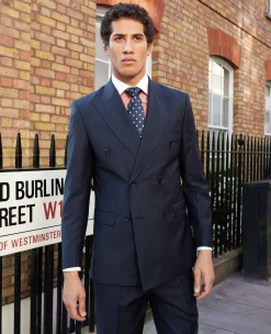 Navy Stripe Double-Breasted Suit