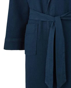 Navy Waffle Dressing Gown