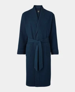 Navy Waffle Dressing Gown