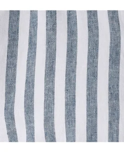 Navy White Bold Stripe Linen Cotton Classic Fit Short Sleeve Shirt
