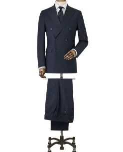 Navy Wool-Blend Double-Breasted Suit