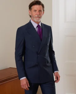 Navy Wool-Blend Double-Breasted Suit