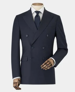 Navy Wool-Blend Double-Breasted Suit