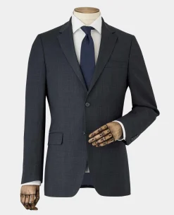 Navy Wool-Blend Prince of Wales Check Suit