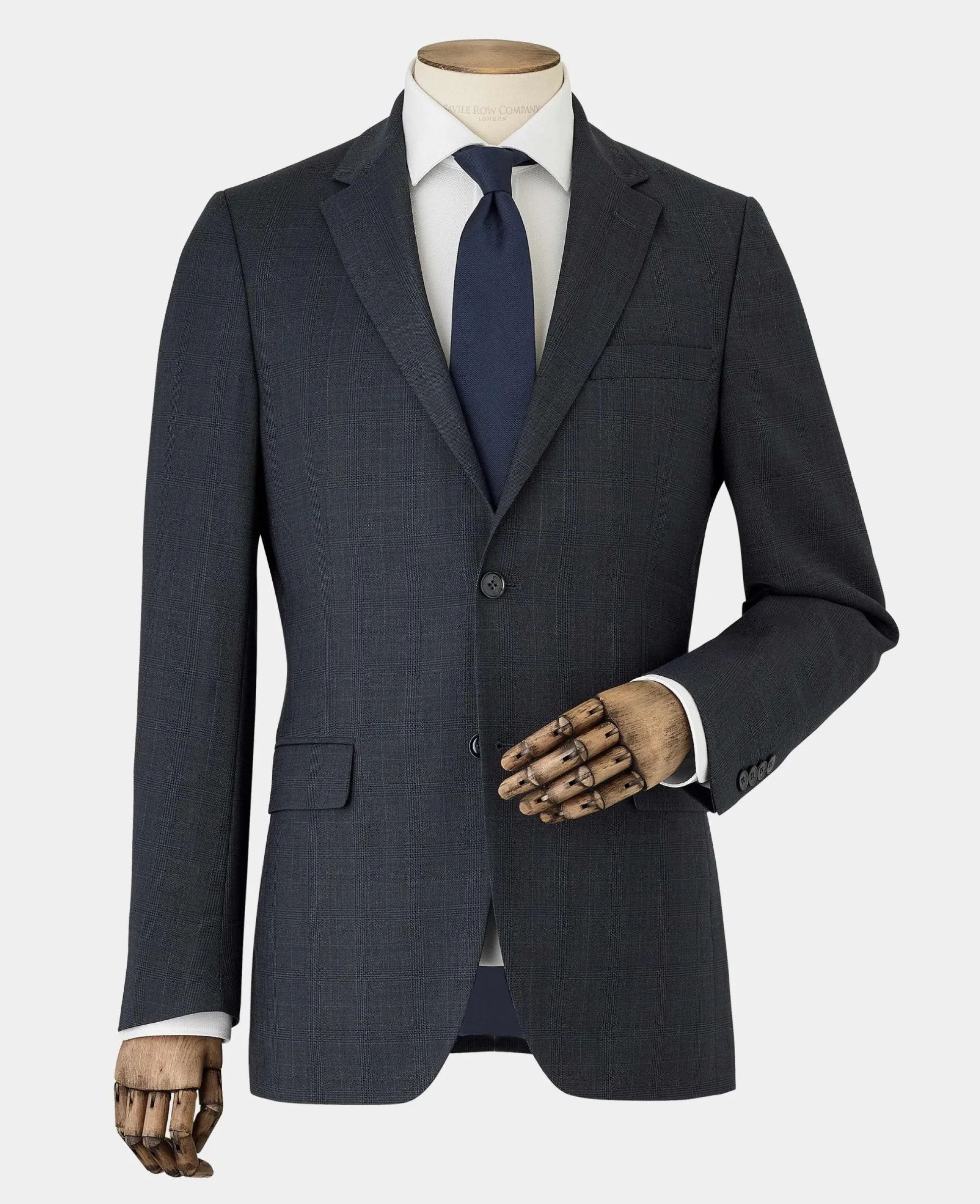 Navy Wool-Blend Prince of Wales Check Suit