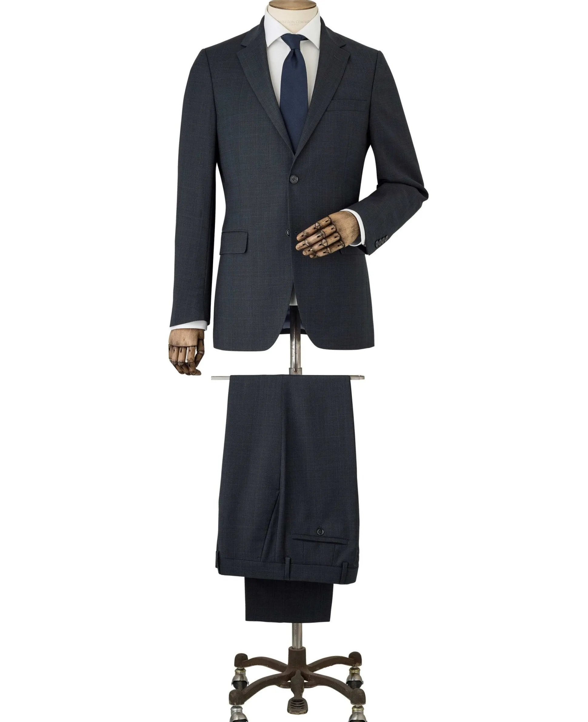 Navy Wool-Blend Prince of Wales Check Suit