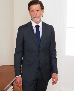 Navy Wool-Blend Prince of Wales Check Suit