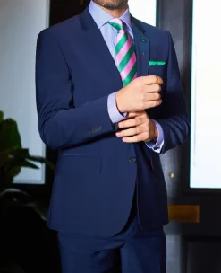 Navy Wool-Blend Suit Jacket