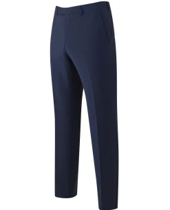 Navy Wool-Blend Suit Trousers