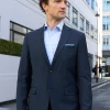 Navy Wool-Blend Tailored Suit