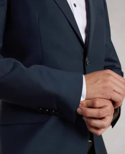 Navy Wool-Blend Tailored Suit