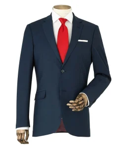 Navy Wool-Blend Tailored Suit