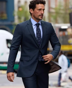 Navy Wool-Blend Tailored Suit
