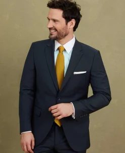 Navy Wool-Blend Tailored Suit