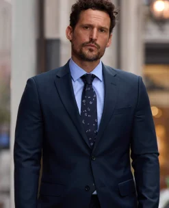 Navy Wool-Blend Tailored Suit