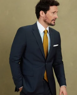 Navy Wool-Blend Tailored Suit