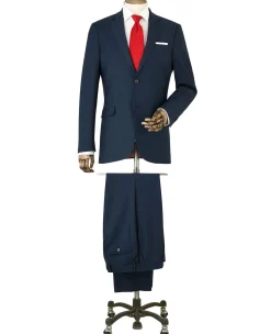 Navy Wool-Blend Tailored Suit