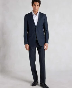 Navy Wool-Blend Tailored Suit