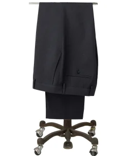 Navy Wool Linen Blend Suit Trousers