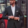 Navy Wool Linen Blend Tailored Suit