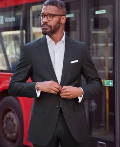 Navy Wool Linen Blend Tailored Suit
