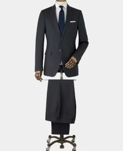 Navy Wool Linen Blend Tailored Suit