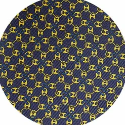 Navy Yellow Chain Silk Pocket Square