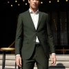 Olive Green Wool-Blend Suit