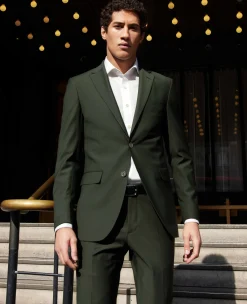 Olive Green Wool-Blend Suit